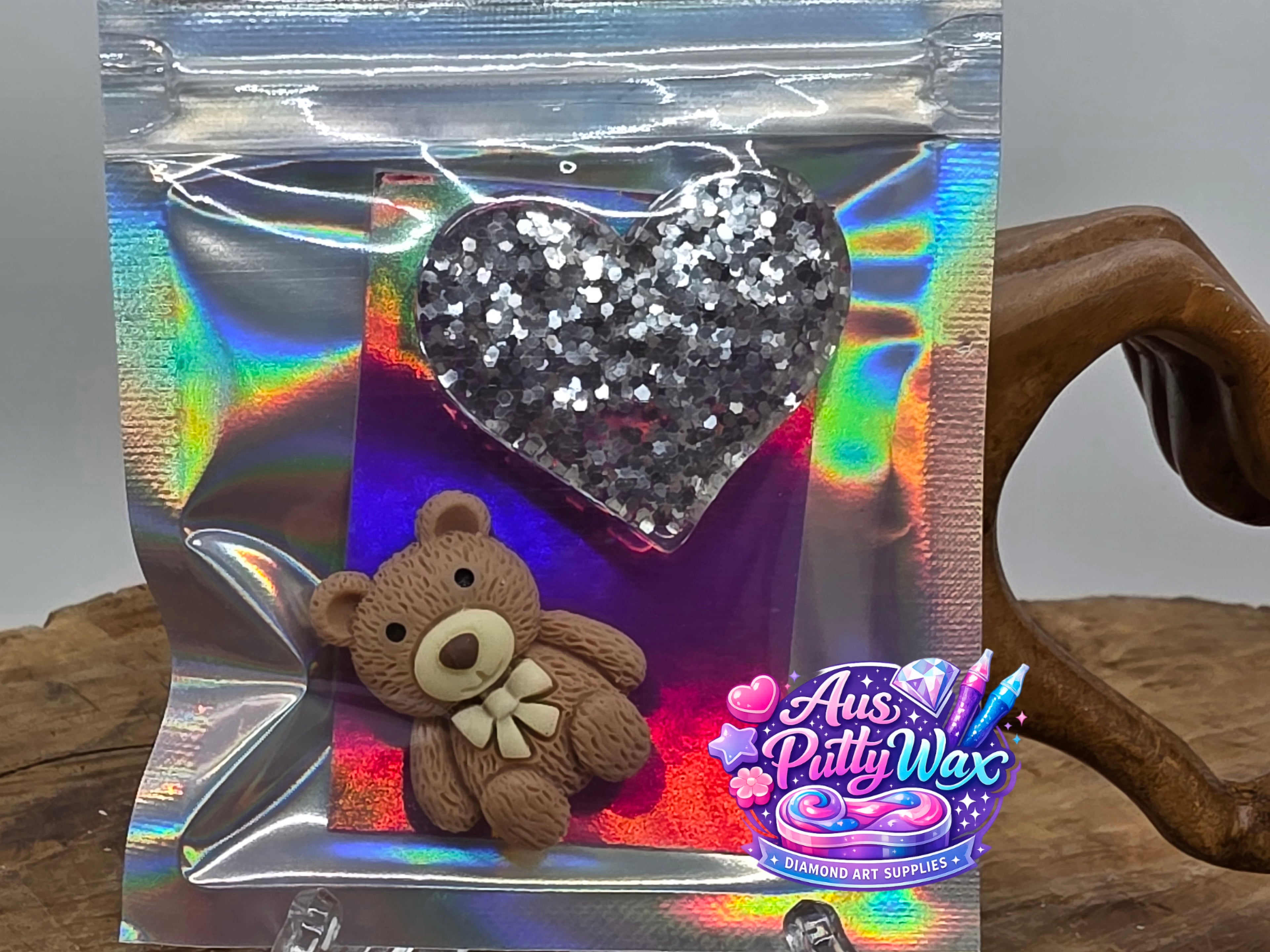 Bear & Silver Glitter Heart Cover Minders Pack