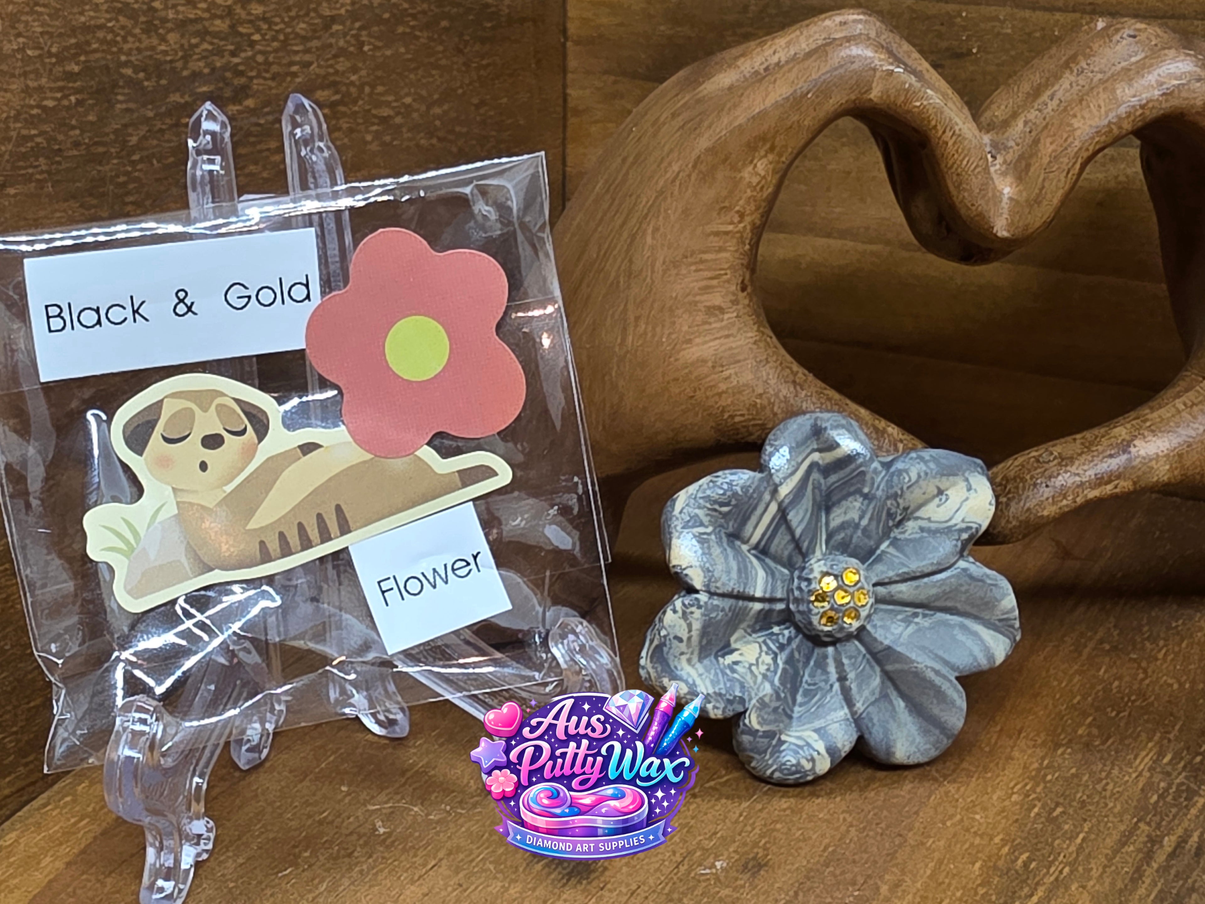 Black & Gold Flower Putty