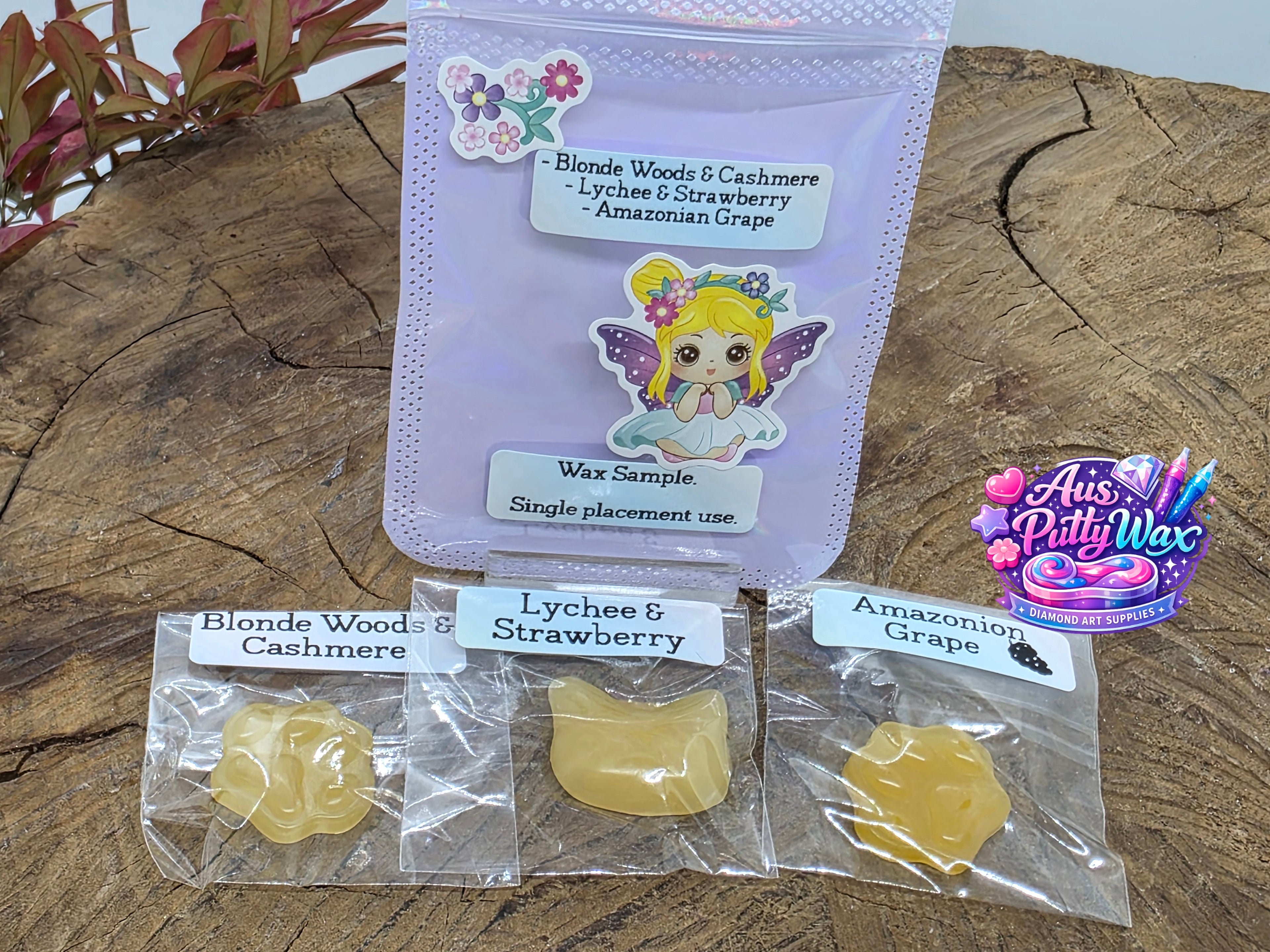 Wax Sample Pack - Blonde Woods & Cashmere, Lychee & Strawberry, Amazonian Grape